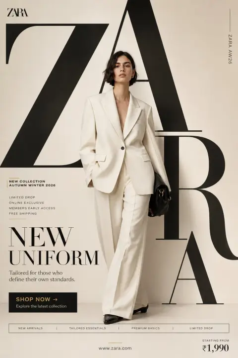 ZARA fashion flat promotional poster layout design