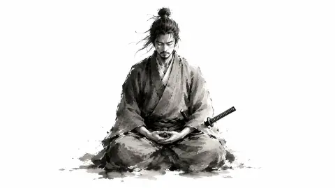 Zen minimalist Japanese ink painting style