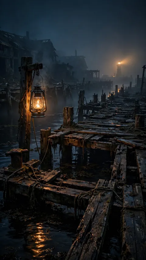 Abandoned Harbor at Midnight