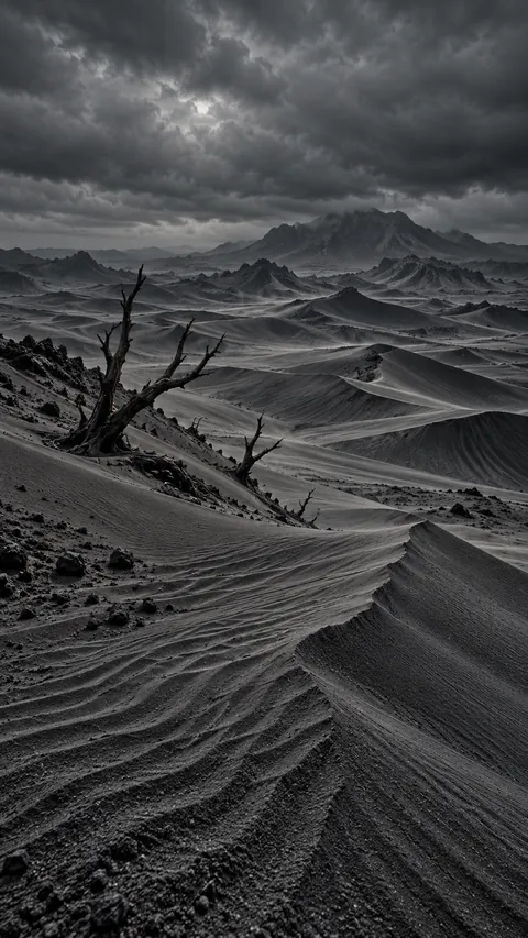 Grey Waves Frozen in Ash