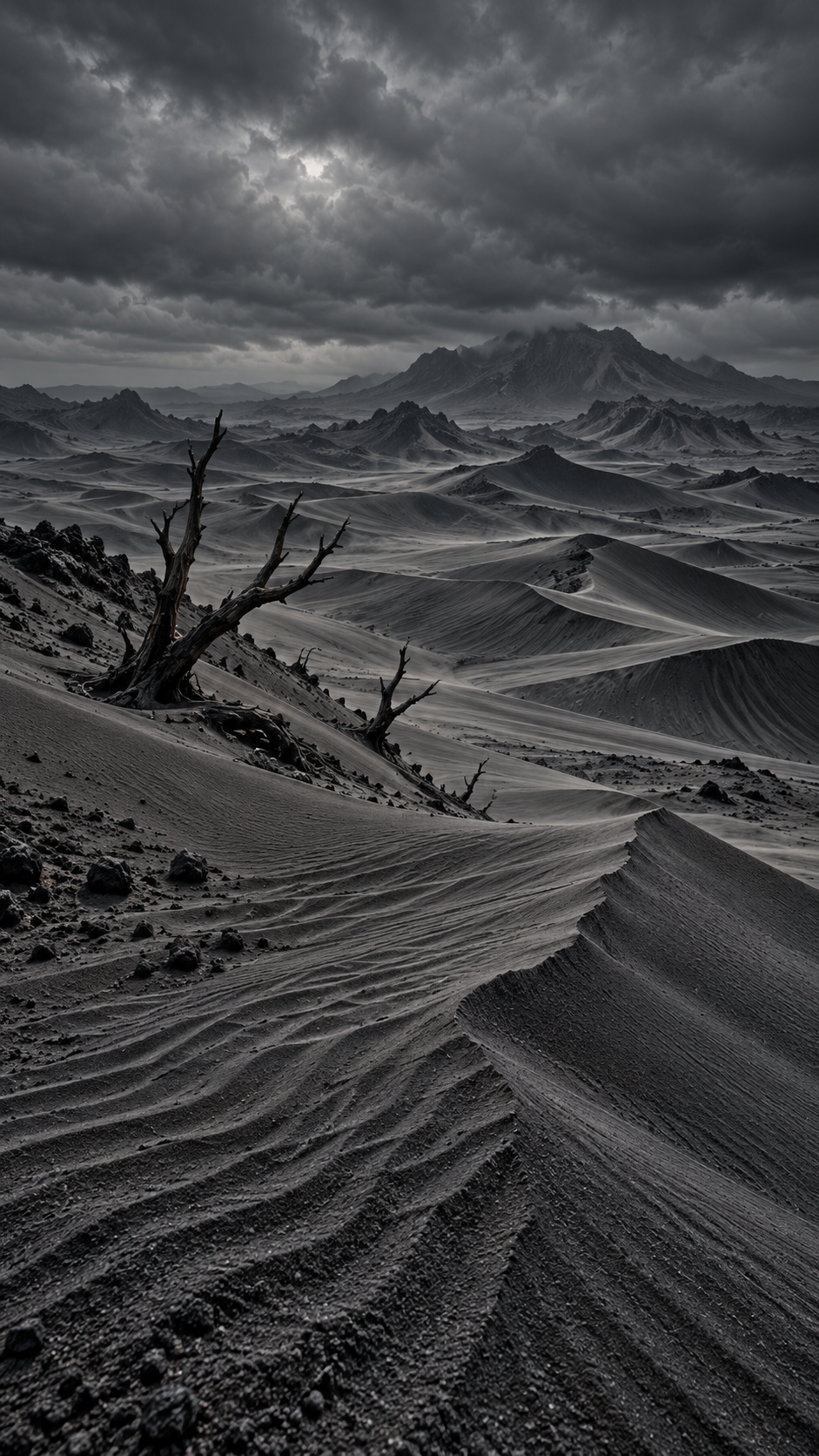 Grey Waves Frozen in Ash