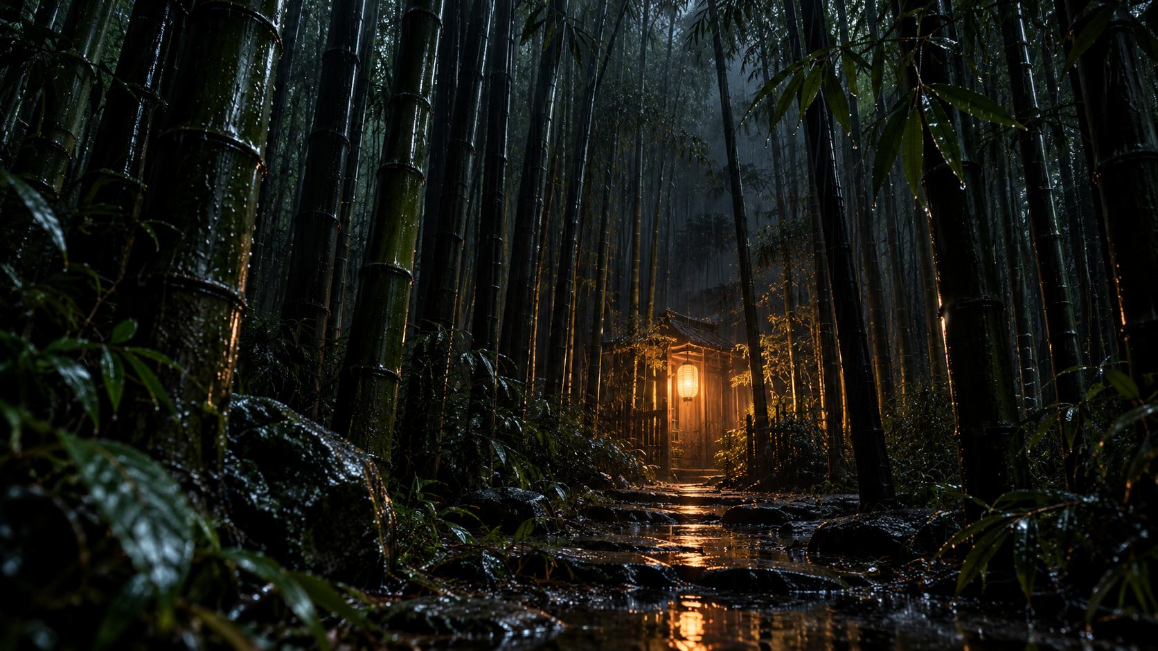 Rain Inside the Bamboo