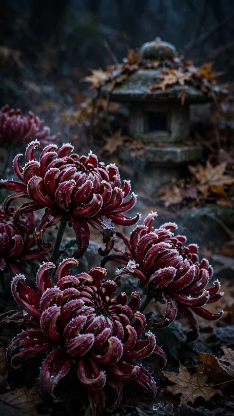 Chrysanthemums in Frost
