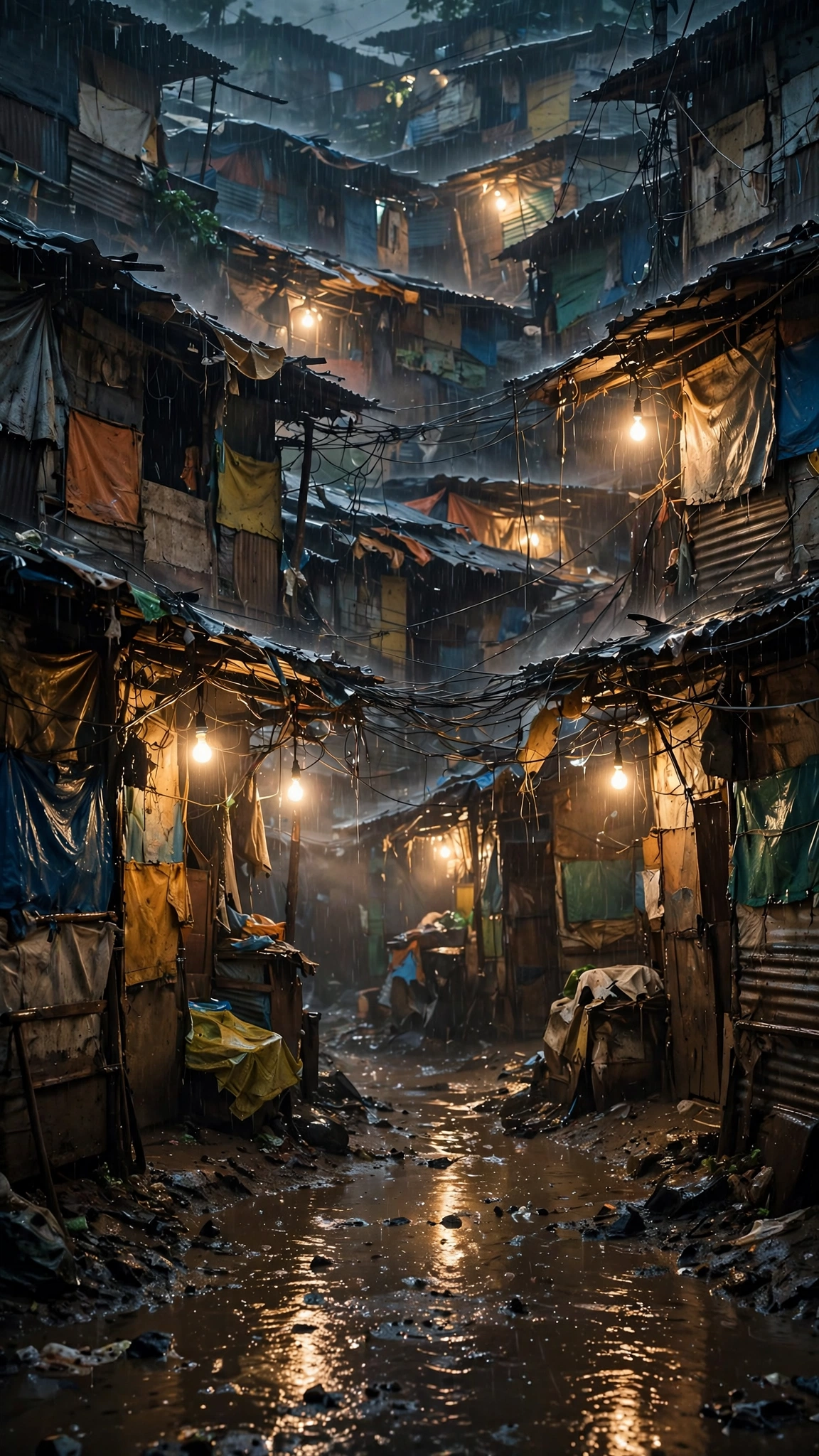 Cyber Slum in Monsoon Rain