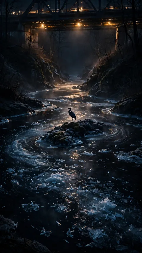 Frazil Ice on Black Water