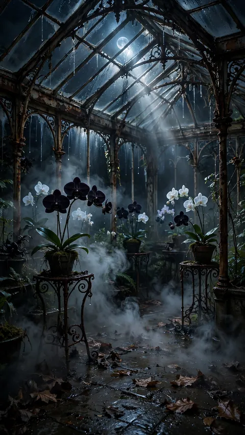 Black Orchids Under Glass