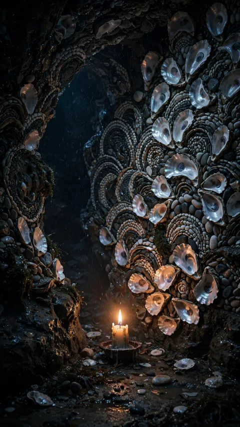 The Shell Grotto at Night