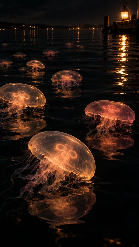 Amber Bells on Black Glass
