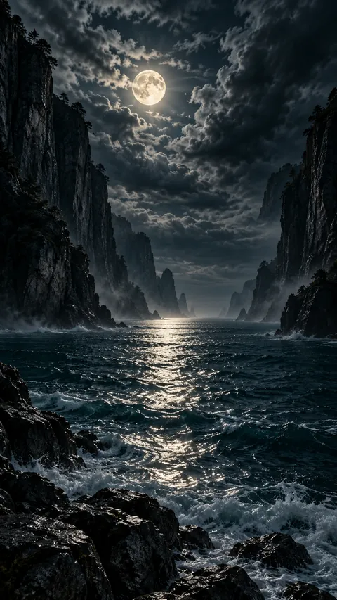 A Silver Road Between Dark Cliffs