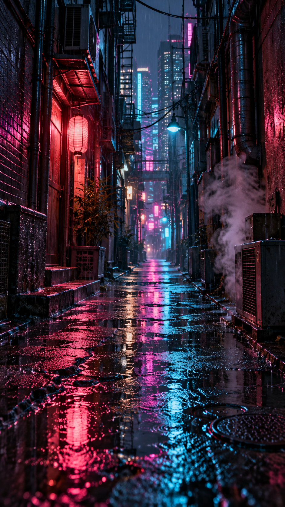 Neon Dissolving in Rain