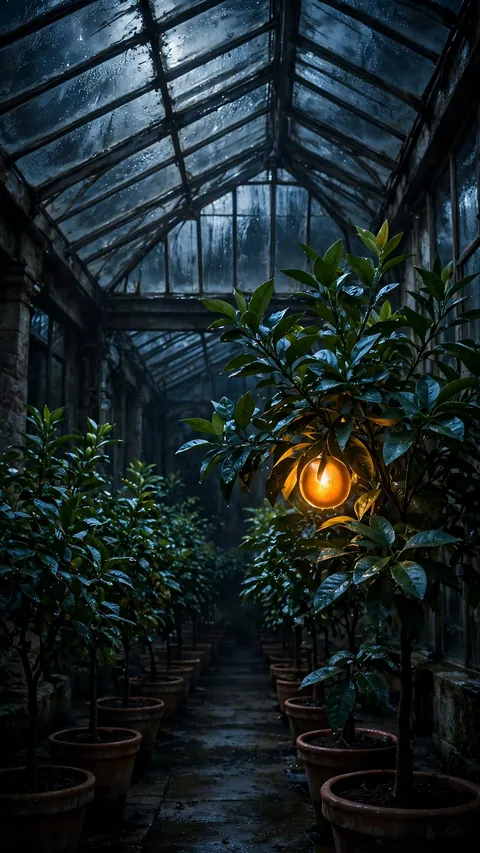 Citrus Trees After Dark