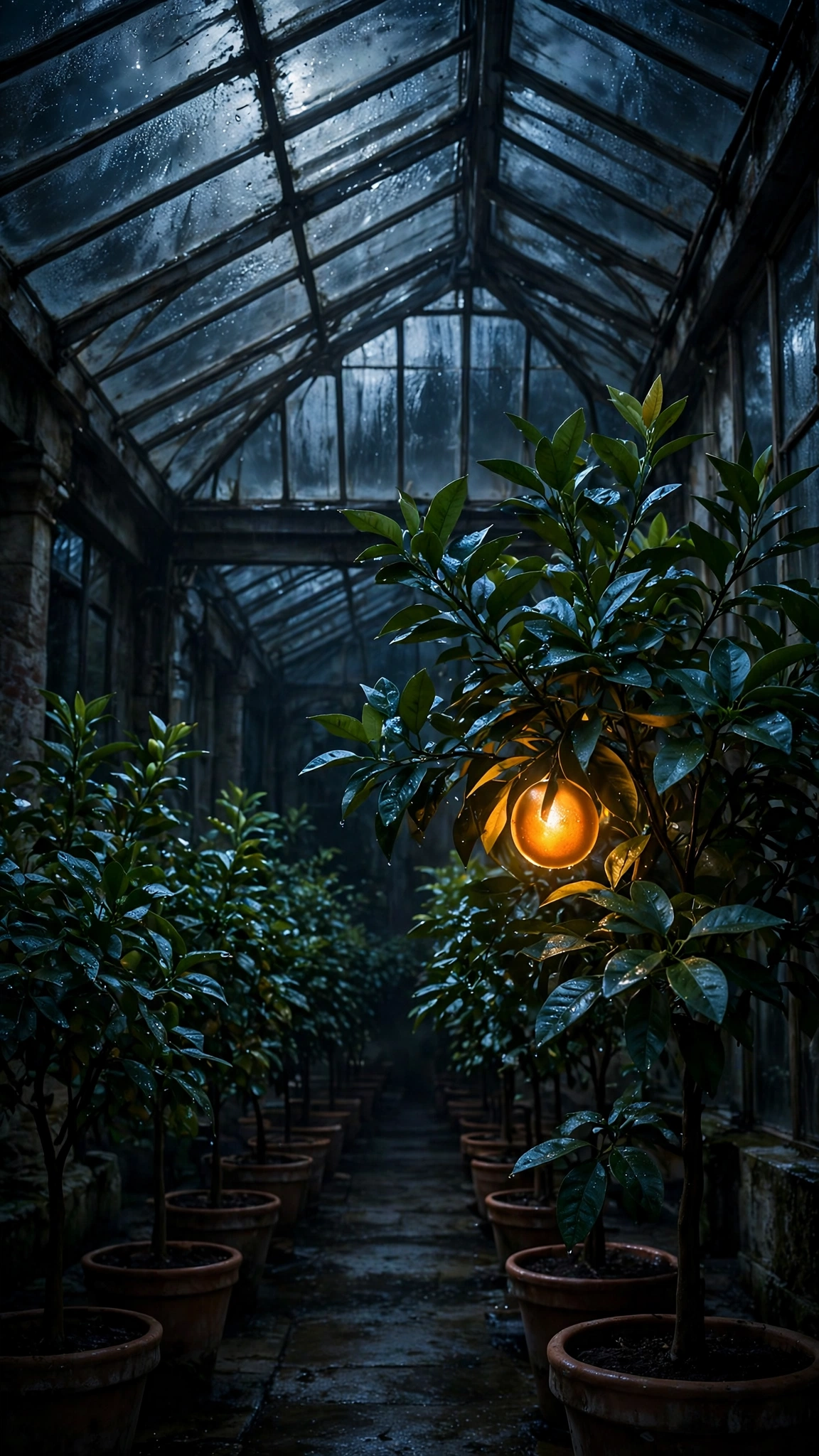 Citrus Trees After Dark