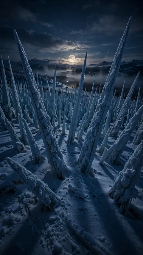 Ice Penitents at Moonrise