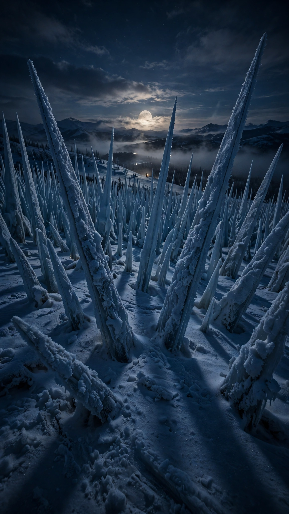 Ice Penitents at Moonrise