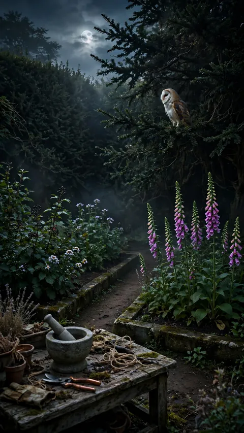 The Physic Garden by Moon