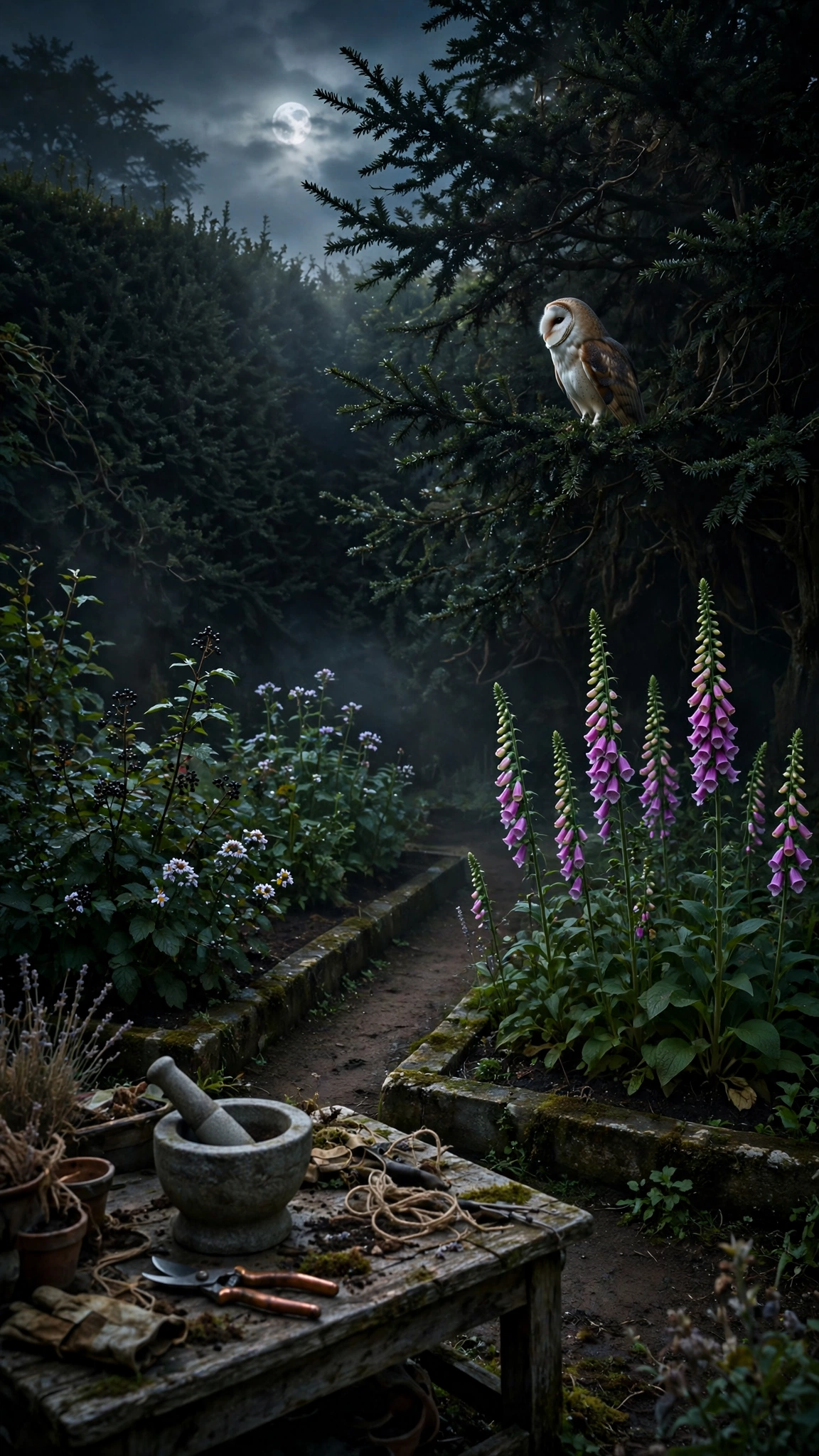 The Physic Garden by Moon
