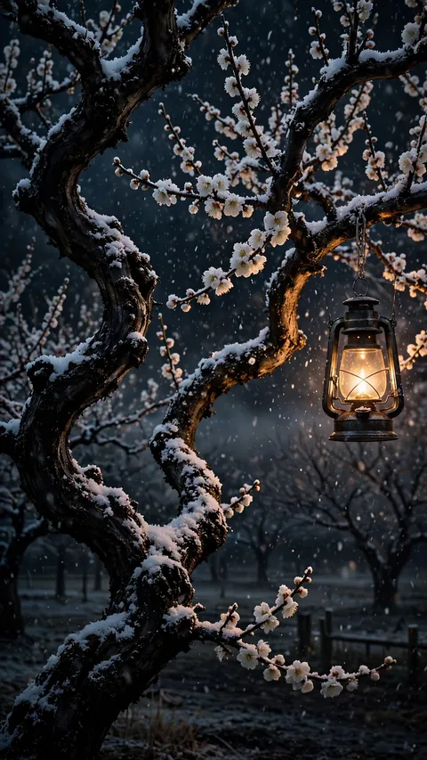 Plum Blossoms, First Snow