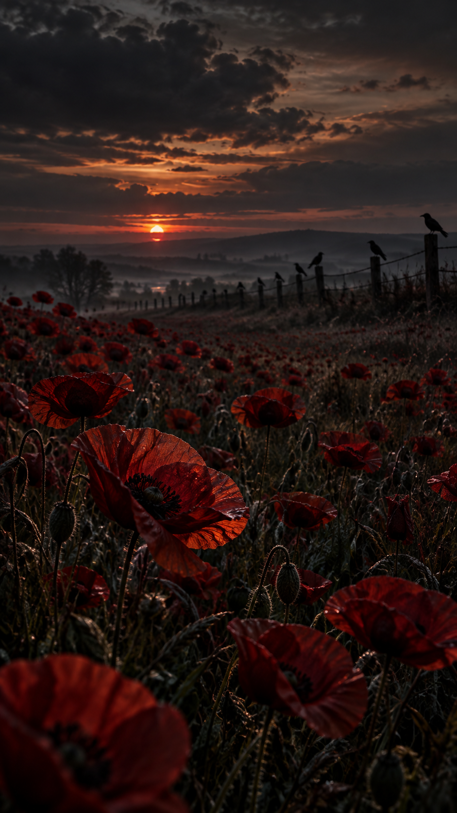 Poppies in Ash-Grey Dusk