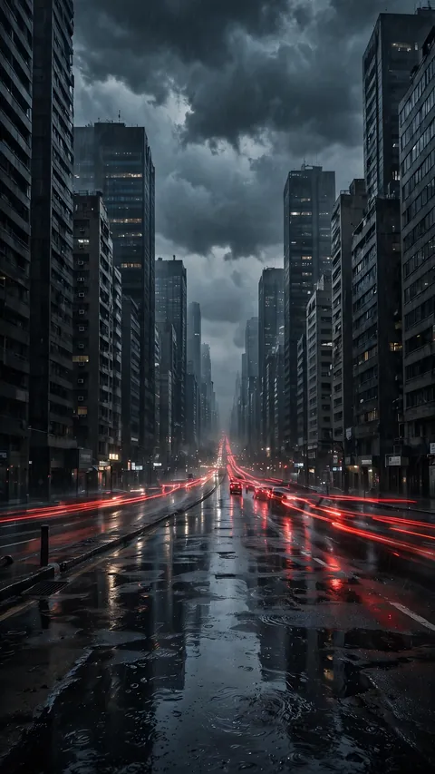 Rain-Slicked Avenue