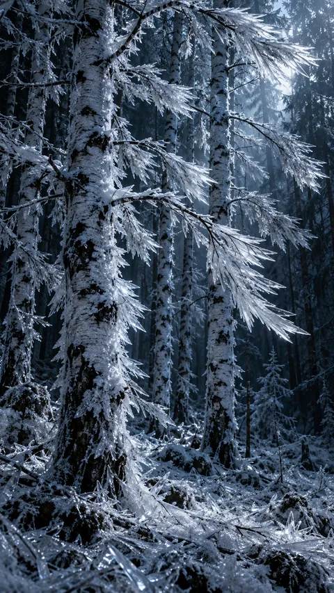 Birches Armored in Rime