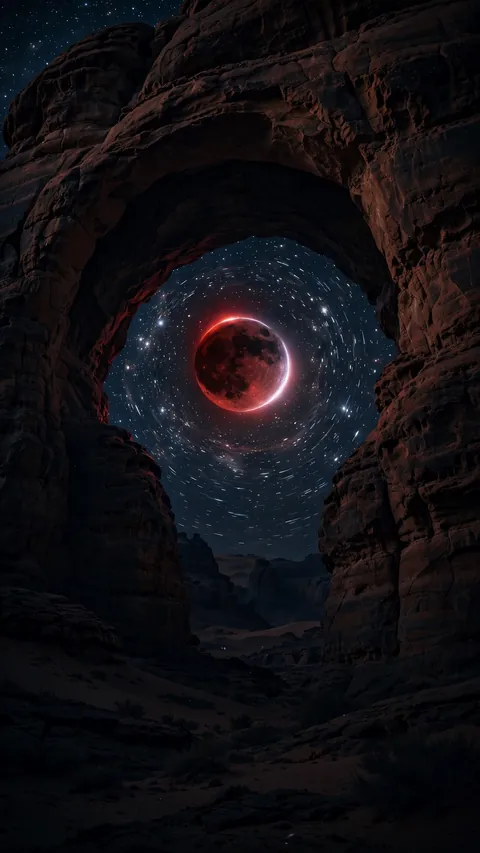 The Arch Frames the Eclipse