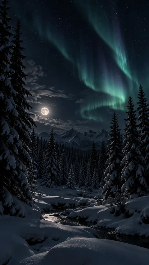 Aurora Over Sleeping Pines