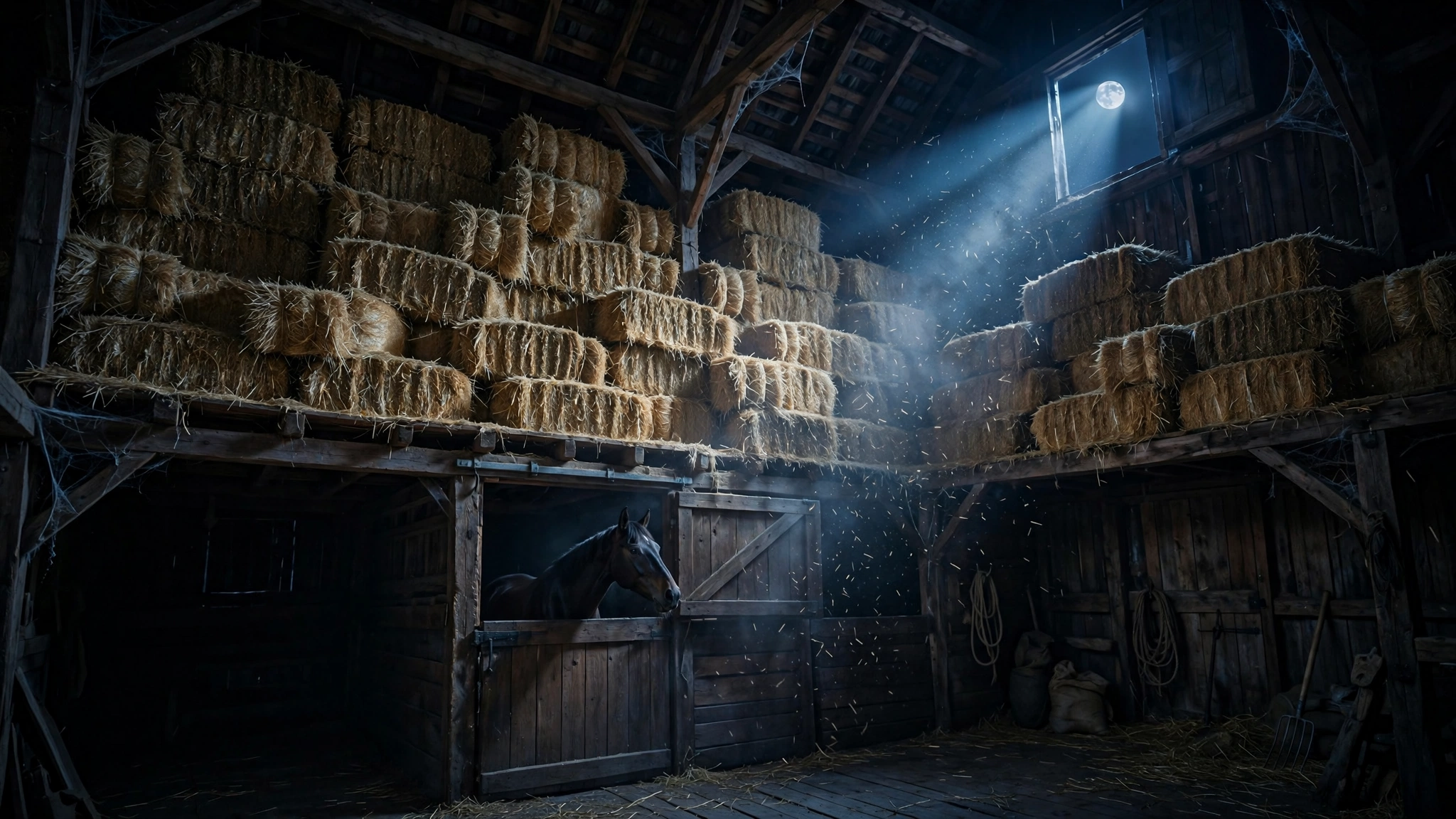 Hay in the Moonlit Loft