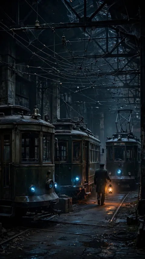 Trams Asleep in the Depot