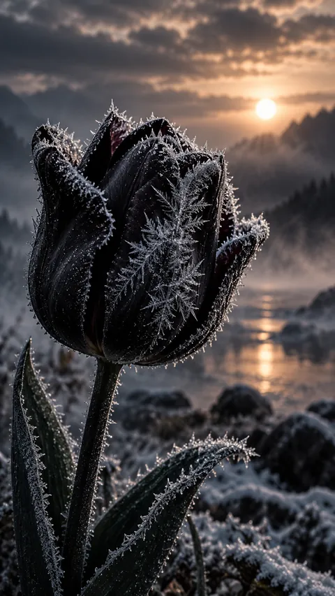 Frost on a Black Tulip