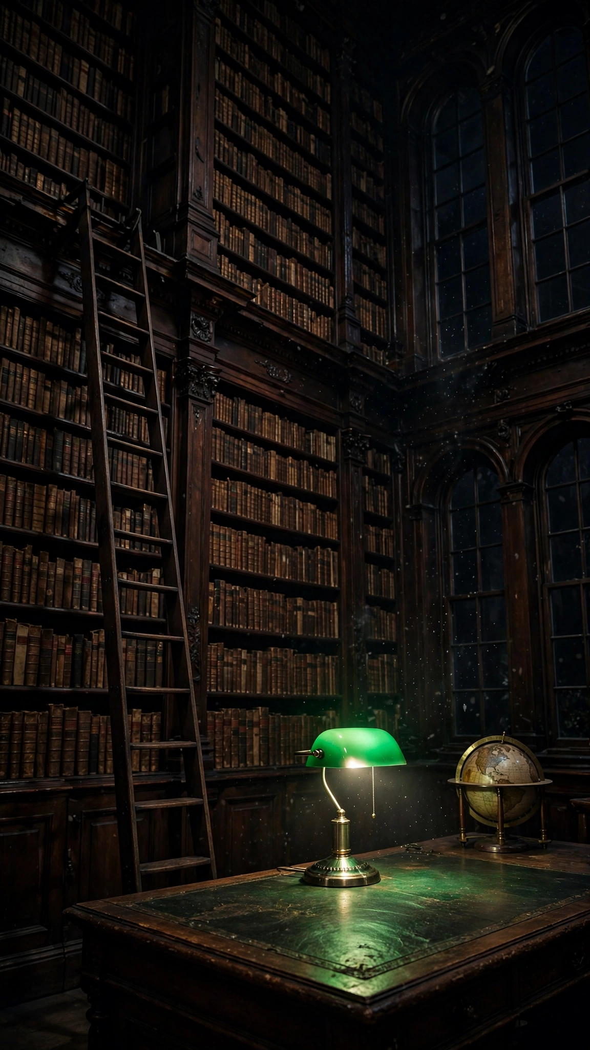 One Lamp Against the Shelves