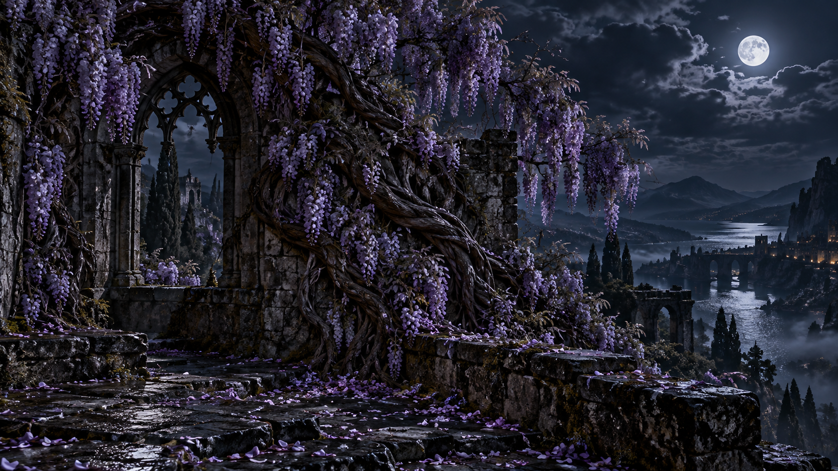 Purple Falls in the Dark